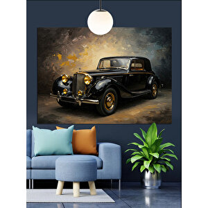 Koyu Fonlu Klasik Araba Dekoratif Kanvas - Mdf Ahşap Tablo