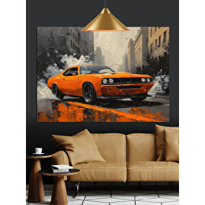 Turuncu Klasik Araba Dekoratif Kanvas - Mdf Ahşap Tablo 50x70 cm