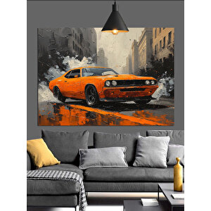 Turuncu Klasik Araba Dekoratif Kanvas - Mdf Ahşap Tablo 25x35 cm