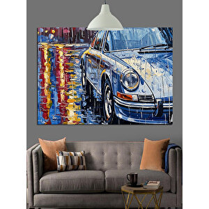 Yağmurlu Gece Araba Dekoratif Kanvas - Mdf Ahşap Tablo 70x100 cm