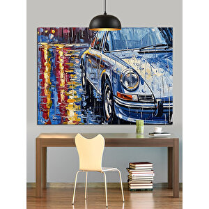 Yağmurlu Gece Araba Dekoratif Kanvas - Mdf Ahşap Tablo 70x100 cm