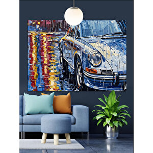 Yağmurlu Gece Araba Dekoratif Kanvas - Mdf Ahşap Tablo 70x100 cm