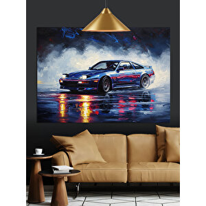 Yağmurda Parlayan Spor Araba Dekoratif Kanvas - Mdf Ahşap Tablo