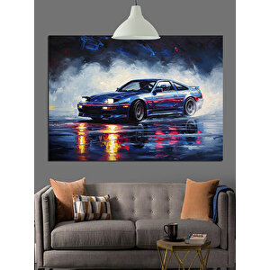 Yağmurda Parlayan Spor Araba Dekoratif Kanvas - Mdf Ahşap Tablo 50x70 cm