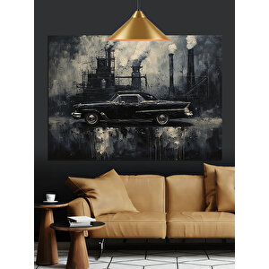 Sanayi Fabrika Araba Dekoratif Kanvas - Mdf Ahşap Tablo 70x100 cm