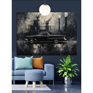 Sanayi Fabrika Araba Dekoratif Kanvas - Mdf Ahşap Tablo 70x100 cm