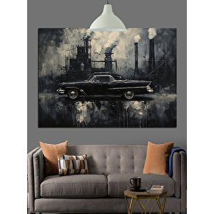 Sanayi Fabrika Araba Dekoratif Kanvas - Mdf Ahşap Tablo