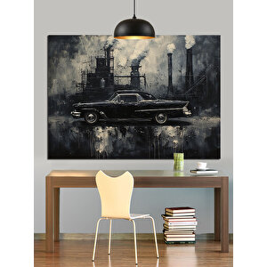 Sanayi Fabrika Araba Dekoratif Kanvas - Mdf Ahşap Tablo
