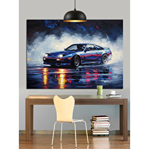 Yağmurda Parlayan Spor Araba Dekoratif Kanvas - Mdf Ahşap Tablo 70x100 cm