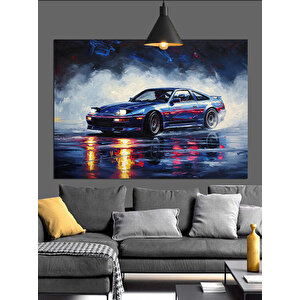 Yağmurda Parlayan Spor Araba Dekoratif Kanvas - Mdf Ahşap Tablo