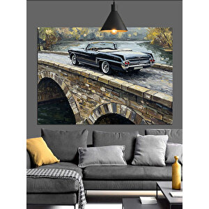 Taş Köprü Üzerinde Araba Dekoratif Kanvas - Mdf Ahşap Tablo 70x100 cm