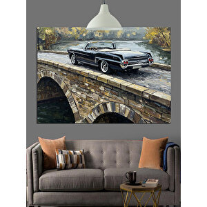 Taş Köprü Üzerinde Araba Dekoratif Kanvas - Mdf Ahşap Tablo 70x100 cm