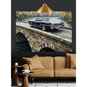 Taş Köprü Üzerinde Araba Dekoratif Kanvas - Mdf Ahşap Tablo