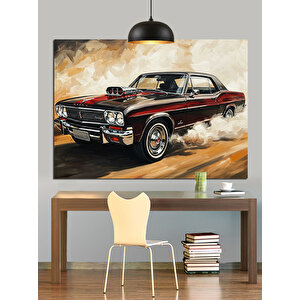 Asfalt Üzerinde Klasik Araba Dekoratif Kanvas - Mdf Ahşap Tablo
