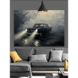 Sisli Yolda Eski Araba Dekoratif Kanvas - Mdf Ahşap Tablo 70x100 cm