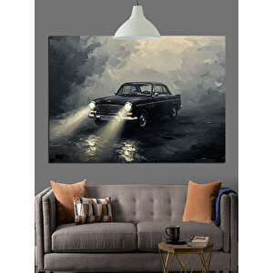 Sisli Yolda Eski Araba Dekoratif Kanvas - Mdf Ahşap Tablo 70x100 cm