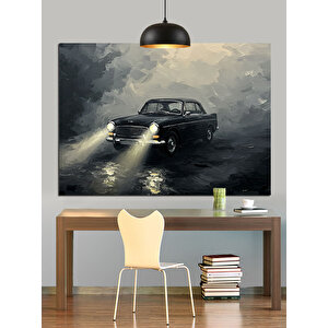 Sisli Yolda Eski Araba Dekoratif Kanvas - Mdf Ahşap Tablo 70x100 cm