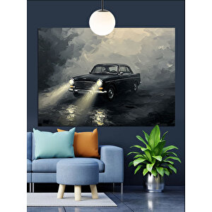 Sisli Yolda Eski Araba Dekoratif Kanvas - Mdf Ahşap Tablo