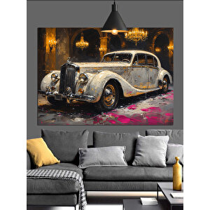 Işıklı Salon Klasik Araba Dekoratif Kanvas - Mdf Ahşap Tablo