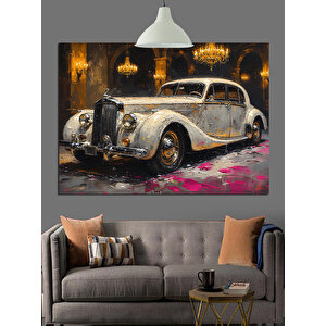 Işıklı Salon Klasik Araba Dekoratif Kanvas - Mdf Ahşap Tablo