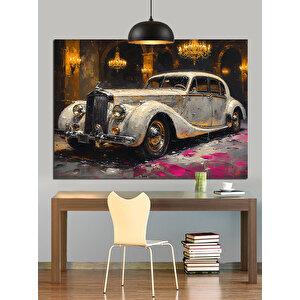 Işıklı Salon Klasik Araba Dekoratif Kanvas - Mdf Ahşap Tablo 35x50 cm