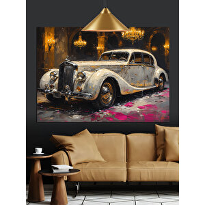 Işıklı Salon Klasik Araba Dekoratif Kanvas - Mdf Ahşap Tablo 25x35 cm