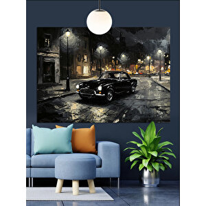 Islak Asfaltta Siyah Araba Dekoratif Kanvas - Mdf Ahşap Tablo 70x100 cm