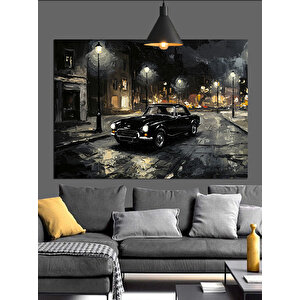 Islak Asfaltta Siyah Araba Dekoratif Kanvas - Mdf Ahşap Tablo 70x100 cm