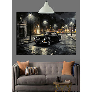 Islak Asfaltta Siyah Araba Dekoratif Kanvas - Mdf Ahşap Tablo