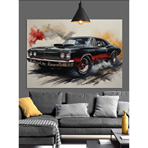 Siyah Klasik Araba Dekoratif Kanvas - Mdf Ahşap Tablo 35x50 cm