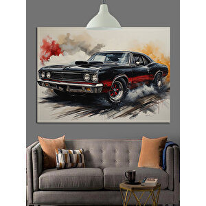 Siyah Klasik Araba Dekoratif Kanvas - Mdf Ahşap Tablo 35x50 cm