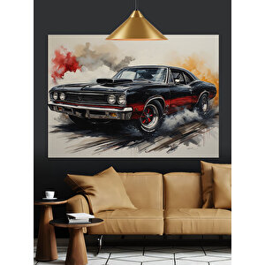 Siyah Klasik Araba Dekoratif Kanvas - Mdf Ahşap Tablo 25x35 cm