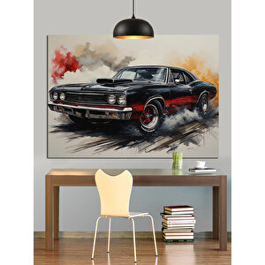 Siyah Klasik Araba Dekoratif Kanvas - Mdf Ahşap Tablo