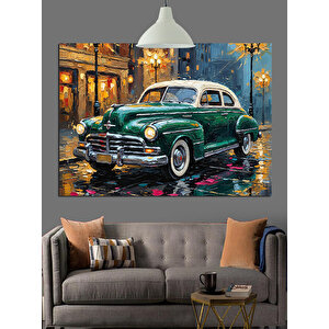 Yeşil Klasik Araba Dekoratif Kanvas - Mdf Ahşap Tablo 50x70 cm