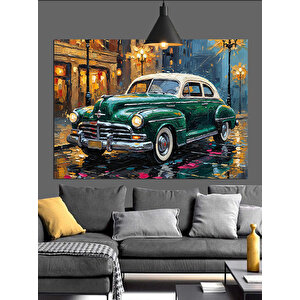 Yeşil Klasik Araba Dekoratif Kanvas - Mdf Ahşap Tablo 70x100 cm