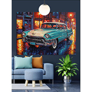 Yağmurlu Gece Araba Dekoratif Kanvas - Mdf Ahşap Tablo 25x35 cm