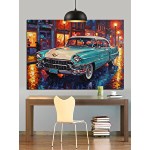 Yağmurlu Gece Araba Dekoratif Kanvas - Mdf Ahşap Tablo 70x100 cm