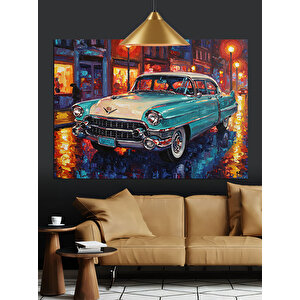 Yağmurlu Gece Araba Dekoratif Kanvas - Mdf Ahşap Tablo 70x100 cm