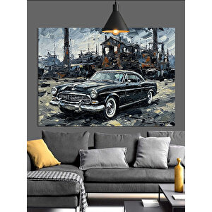 Yıkık Duvar Yanında Araba Dekoratif Kanvas - Mdf Ahşap Tablo 50x70 cm
