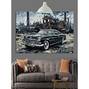 Yıkık Duvar Yanında Araba Dekoratif Kanvas - Mdf Ahşap Tablo 70x100 cm