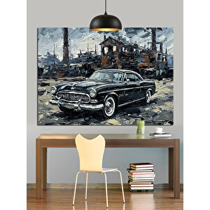 Yıkık Duvar Yanında Araba Dekoratif Kanvas - Mdf Ahşap Tablo 70x100 cm