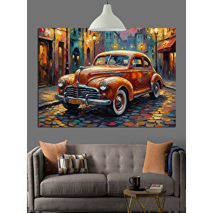 Kahverengi Retro Araba Dekoratif Kanvas - Mdf Ahşap Tablo 25x35 cm