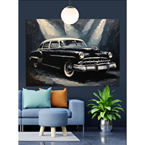 Garajda Klasik Araba Dekoratif Kanvas - Mdf Ahşap Tablo 25x35 cm