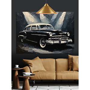 Garajda Klasik Araba Dekoratif Kanvas - Mdf Ahşap Tablo