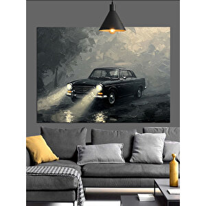 Sisli Yolda Eski Araba Dekoratif Kanvas - Mdf Ahşap Tablo