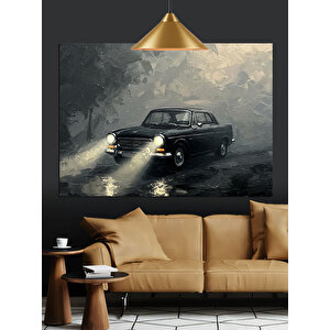 Sisli Yolda Eski Araba Dekoratif Kanvas - Mdf Ahşap Tablo