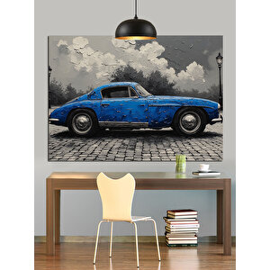 Mavi Eski Araba Dekoratif Kanvas - Mdf Ahşap Tablo 70x100 cm