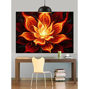 Alevli Parlak Lotus Çiçeği Dekoratif Kanvas - Mdf Ahşap Tablo