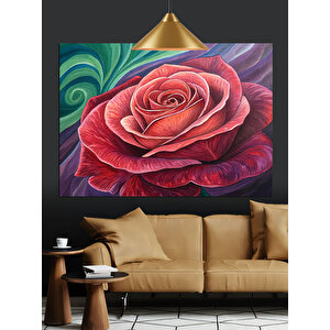 Kırmızı Gül Detayı Dekoratif Kanvas - Mdf Ahşap Tablo 50x70 cm