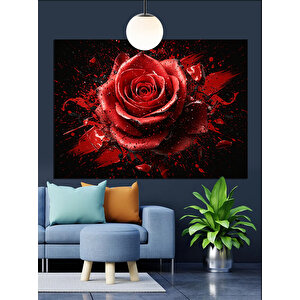Kırmızı Gül Tablo Dekoratif Kanvas - Mdf Ahşap Tablo